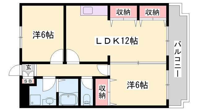 ハイツ山手(2LDK/3階)の間取り写真