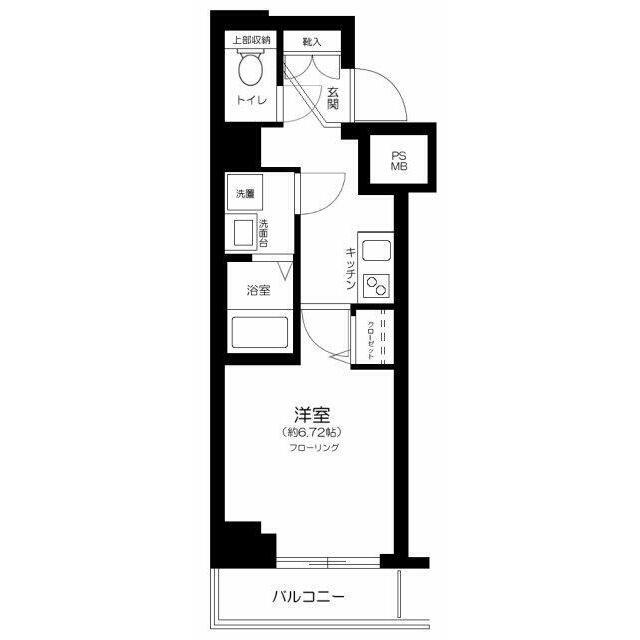 RISINGPLACE両国三番館(1K/6階)の間取り写真