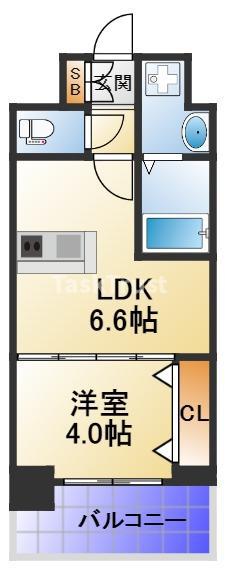 WOB京橋(1LDK/2階)の間取り写真