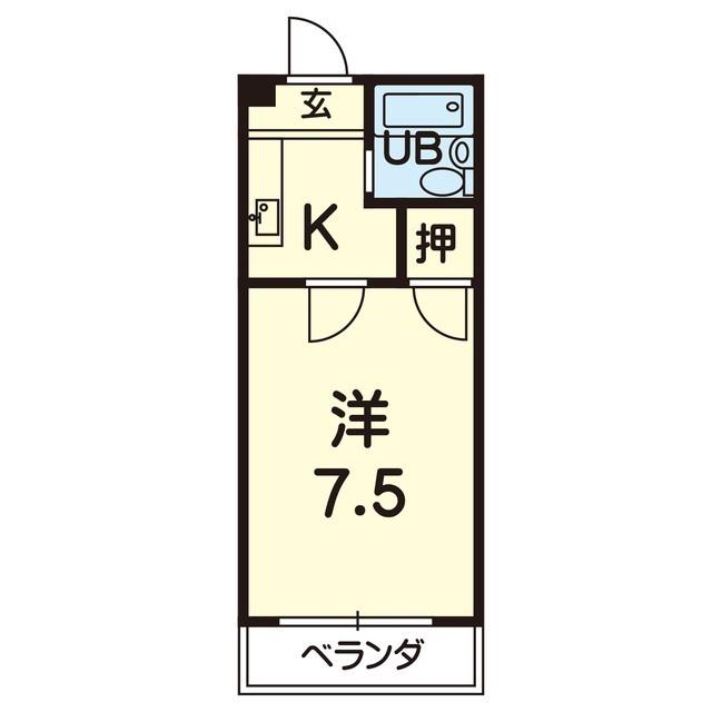 友栄ハイツ(1K/2階)の間取り写真
