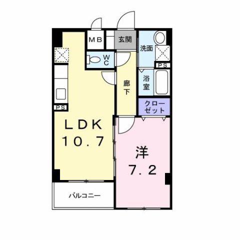 エアリーUSII(1LDK/3階)の間取り写真