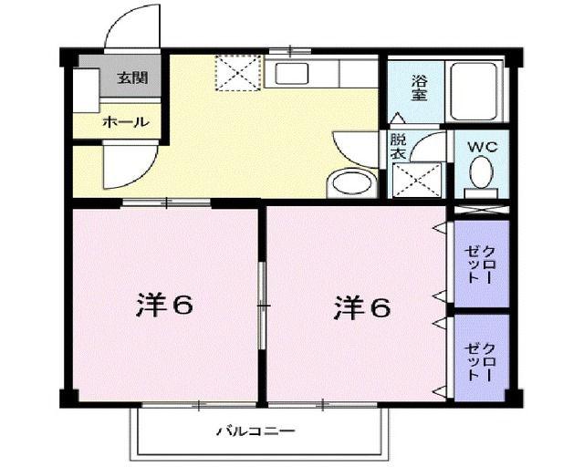 ニューシテイプラザ未来(2DK/2階)の間取り写真