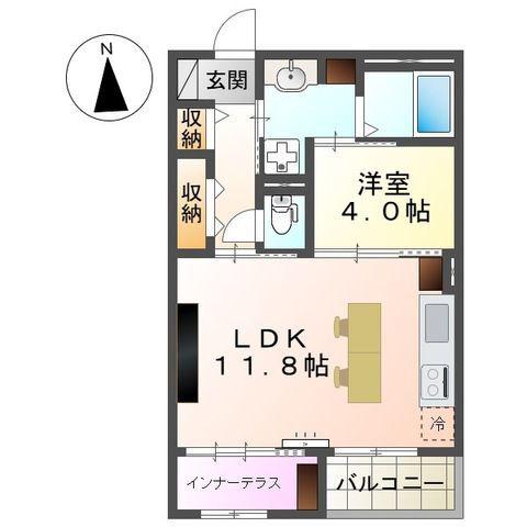 スイートモダン東宿郷3丁目マンション(1LDK/2階)の間取り写真