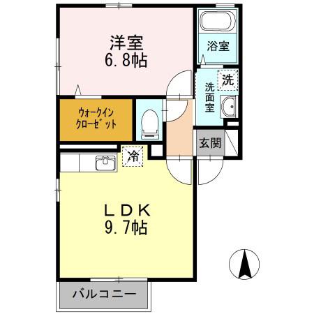 シャルム・エヌ(1LDK/2階)の間取り写真