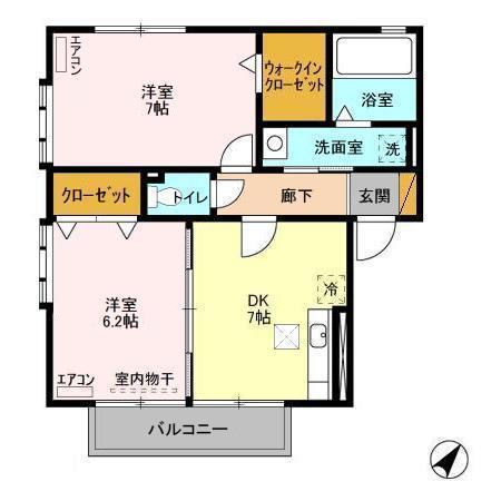 シャルマン ABCD(2DK/1階)の間取り写真