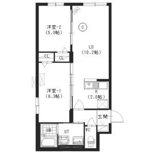 アムール(2LDK/4階)の間取り写真