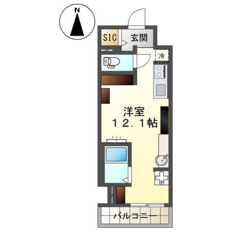 宇都宮市東宿郷 マンション工事(ワンルーム/7階)の間取り写真