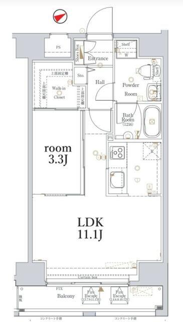LOG浅草(1LDK/2階)の間取り写真