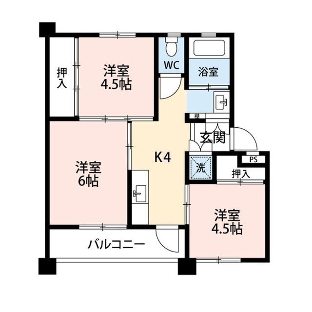 グローリオ北新I(3K/3階)の間取り写真