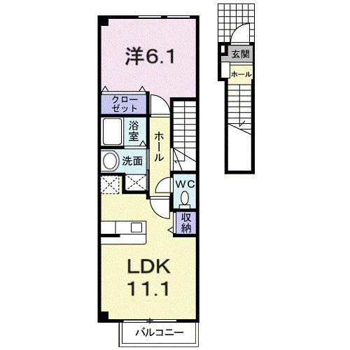 シーズコート(1LDK/2階)の間取り写真