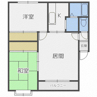 ラ・パークうえさかII(2LDK/1階)の間取り写真