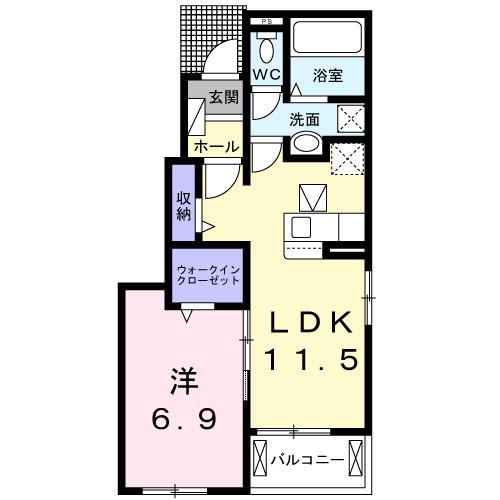 ジェ ネ モンパI(1LDK/1階)の間取り写真