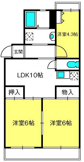プルミエールD(3LDK/3階)の間取り写真
