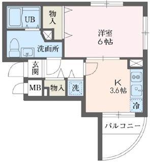 ウィンベルデュエット恵比寿2(1DK/3階)の間取り写真