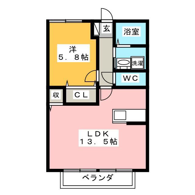 サニーハウス(1LDK/2階)の間取り写真