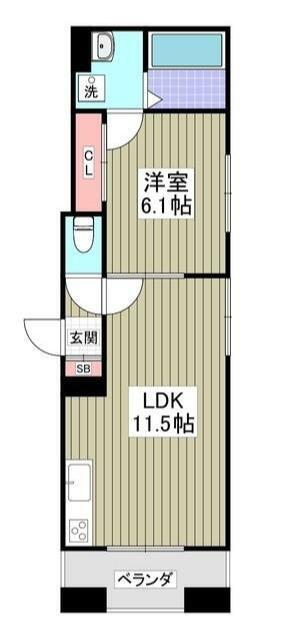 ブリーズコート扇橋(1LDK/2階)の間取り写真