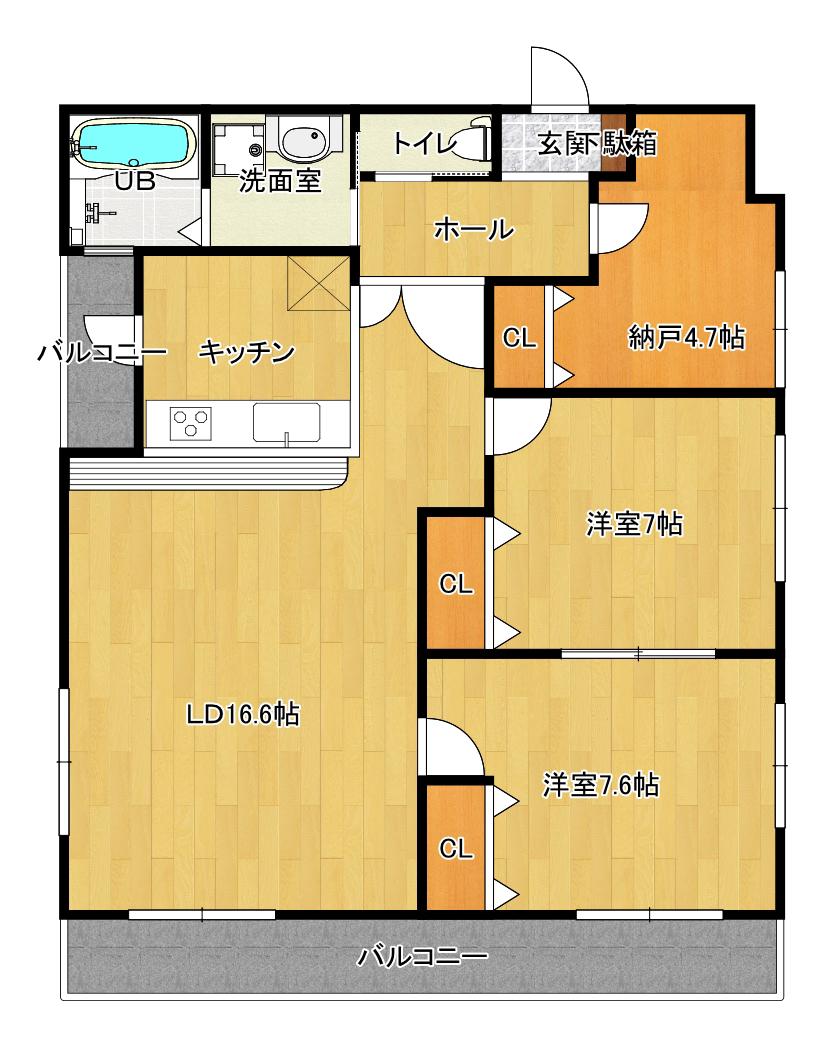 エステート箕輪(3LDK/3階)の間取り写真