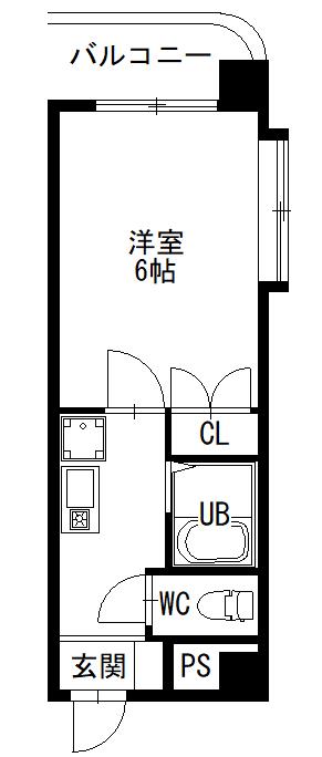 プリメゾン福山木之庄(1K/4階)の間取り写真