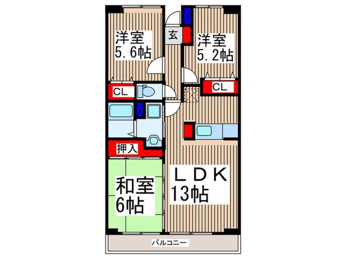 トランヴェール(3LDK/3階)の間取り写真