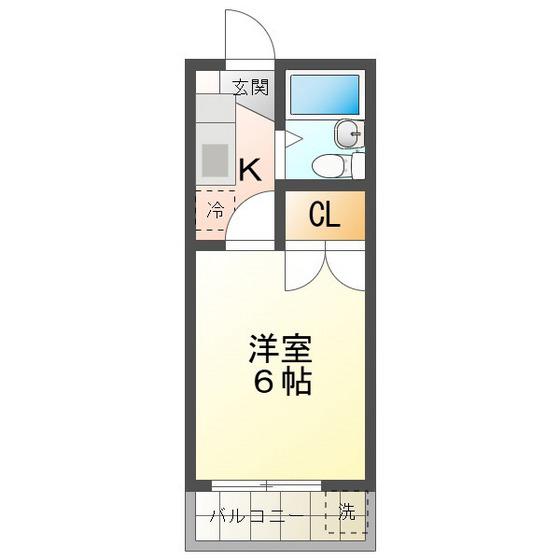 カレッジハウス2(1K/2階)の間取り写真