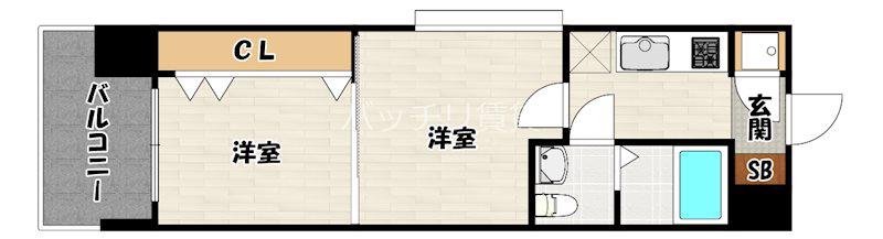 NO51 PROJECT2100日赤通(2K/1階)の間取り写真