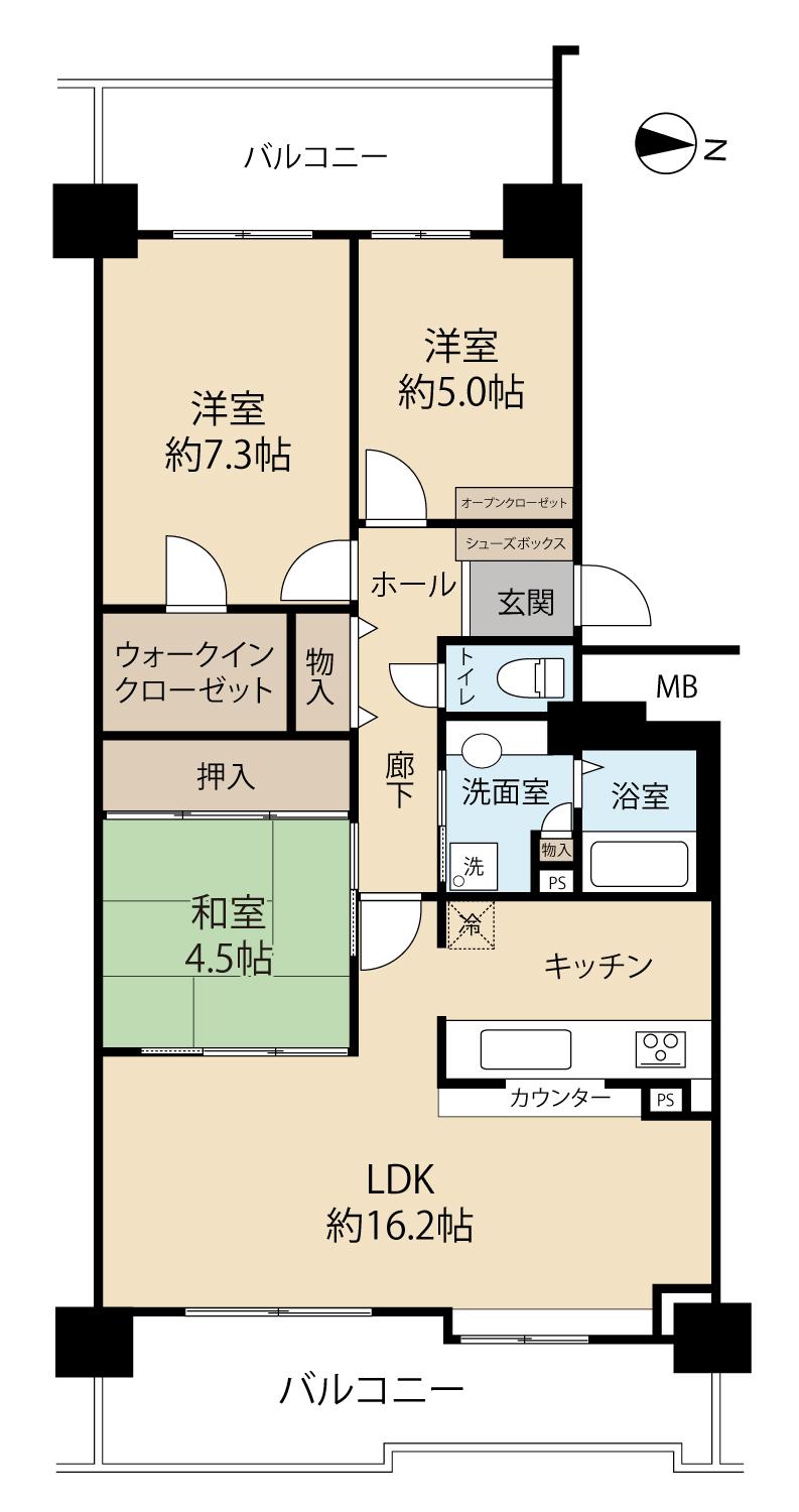 RICイーストコート10番街1番館(3LDK/6階)の間取り写真