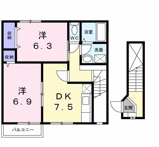 アスティオス(2DK/2階)の間取り写真