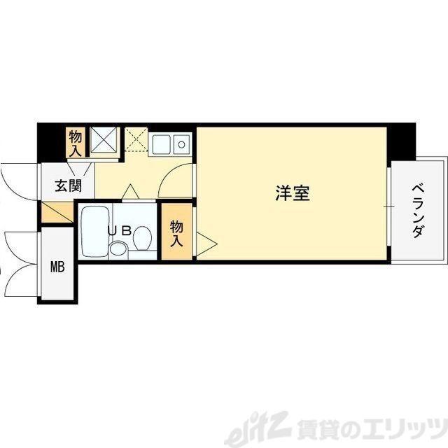 メロディーハイム淡路(1K/5階)の間取り写真