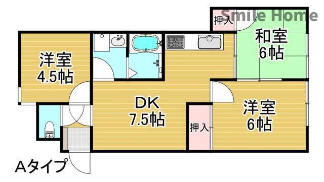 グレースハイム上住吉(3DK/3階)の間取り写真