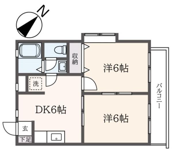 OLIVE HILLS(2DK/1階)の間取り写真