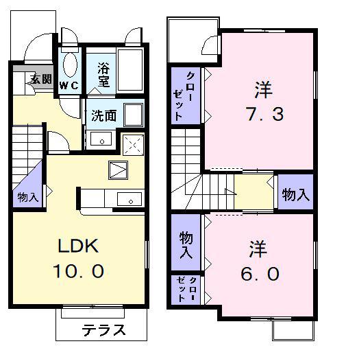 カーサ・カリーノ(2LDK/1階)の間取り写真