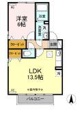千歳山タウンハウスB棟(1LDK/1階)の間取り写真