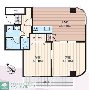 イーイーグリーン川崎(2LDK/5階)の間取り写真