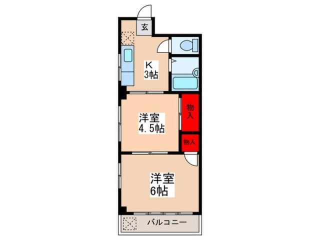 吉田ビル(2K/3階)の間取り写真