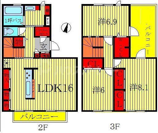 プルメリア(3LDK/2階)の間取り写真