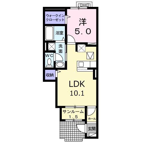 レインボーシャトー(1LDK/1階)の間取り写真