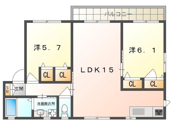 クレメンテカミダ(2LDK/2階)の間取り写真