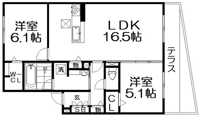 T-RESIDENCE楠葉(2LDK/1階)の間取り写真
