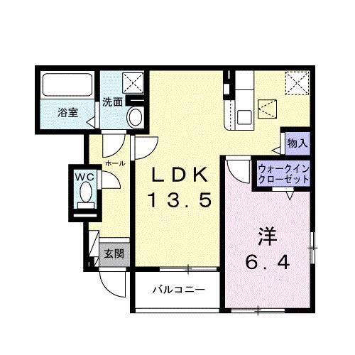 LA CASA MIA DUE(1LDK/1階)の間取り写真