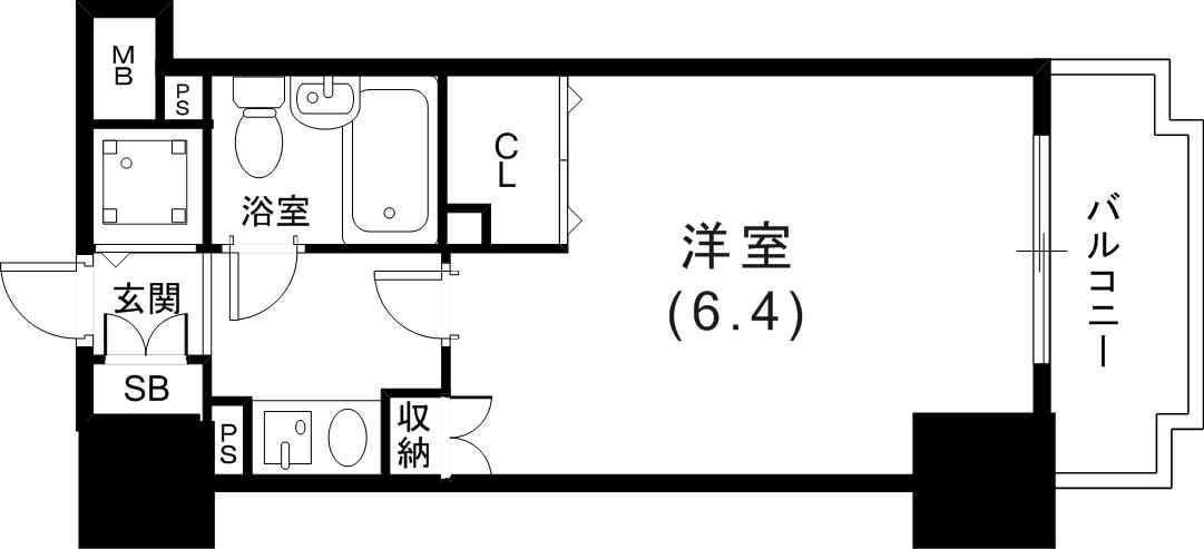 ライオンズマンション三宮東第2(1K/11階)の間取り写真