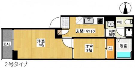 REGALEST PARK SIDE 宇品I(1LDK/2階)の間取り写真