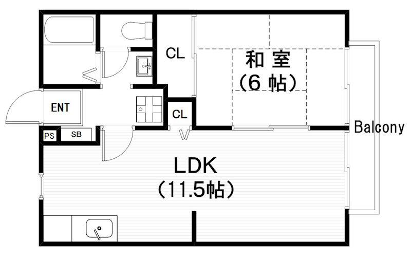 湖東ハイツ第一(1LDK/2階)の間取り写真