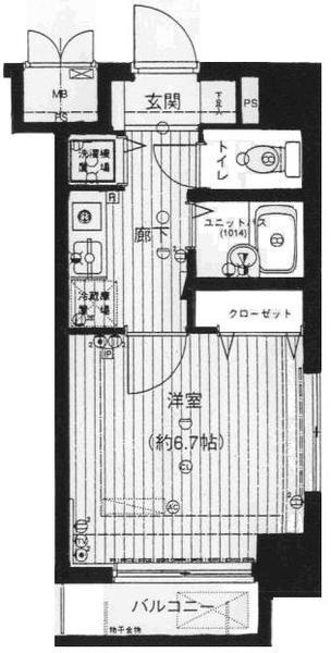 メインステージ日本橋人形町(1K/6階)の間取り写真