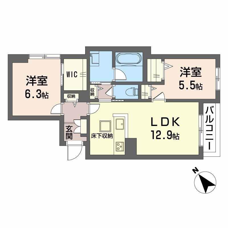シャーメゾン日明(2LDK/1階)の間取り写真