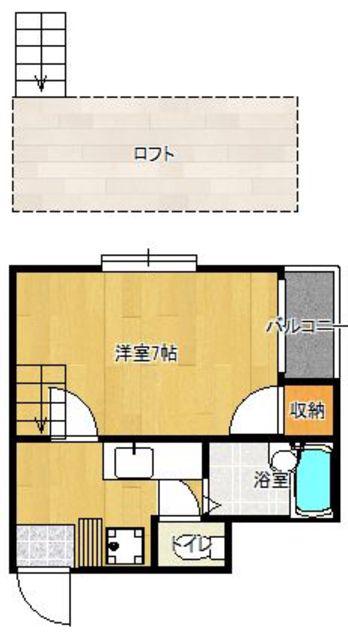 リバティ六本松(1K/2階)の間取り写真