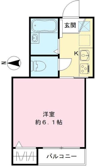 サットンプレイスプロスパー(1K/2階)の間取り写真