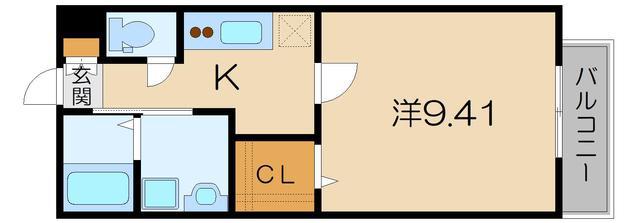 エクセルR・K(1K/2階)の間取り写真