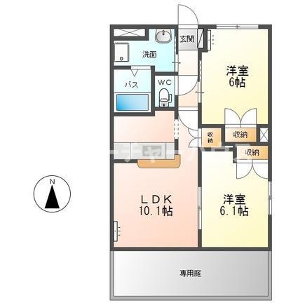 キングス・コート(2LDK/1階)の間取り写真