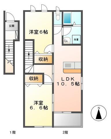 閑静な住環境が魅力(2LDK/2階)の間取り写真