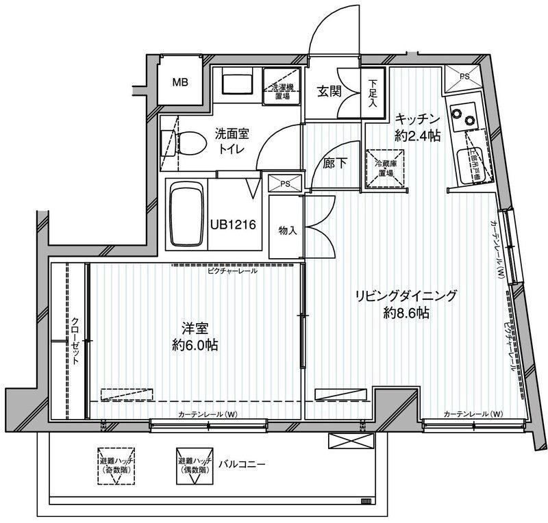 ウェルストーン八幡山(1LDK/3階)の間取り写真